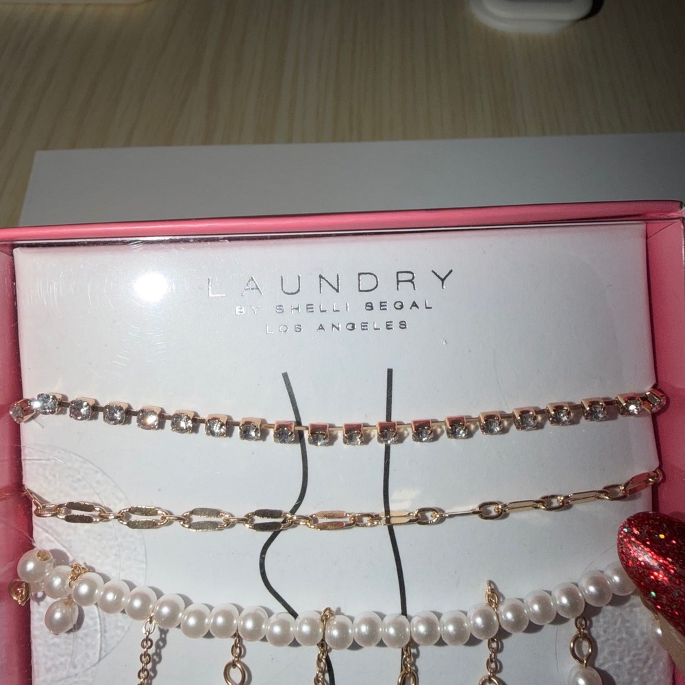 Laundry by Shelli Segal 3 Piece Anklet Set 9 Inch Extender Rose Gold Pearls - Picture 2 of 5